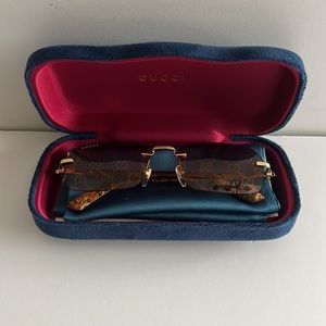 Gucci GG1221S 004 Gold Yellow Red Mirrored Unisex Sunglasses